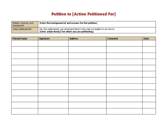 petition-form-ready-made-office-templates